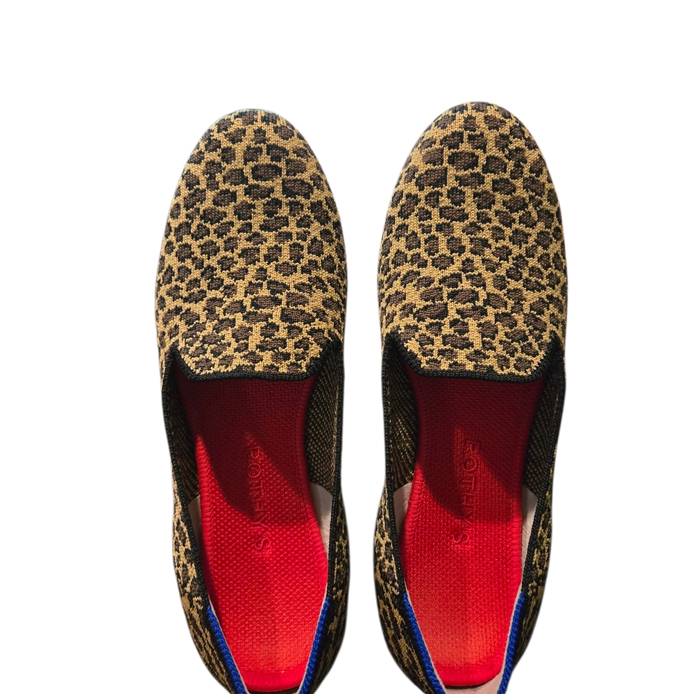 Rothy's Leopard Print Flats with Red Insole